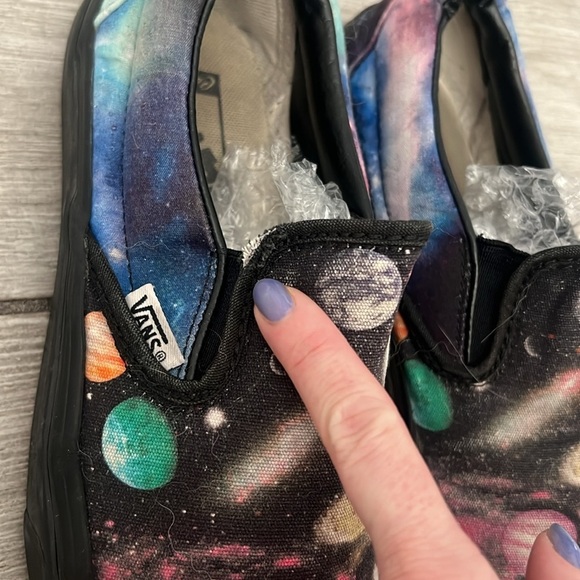 Vans Custom (one of a kind) Space Print Slip Ons Size 8 GUC - Picture 2 of 10